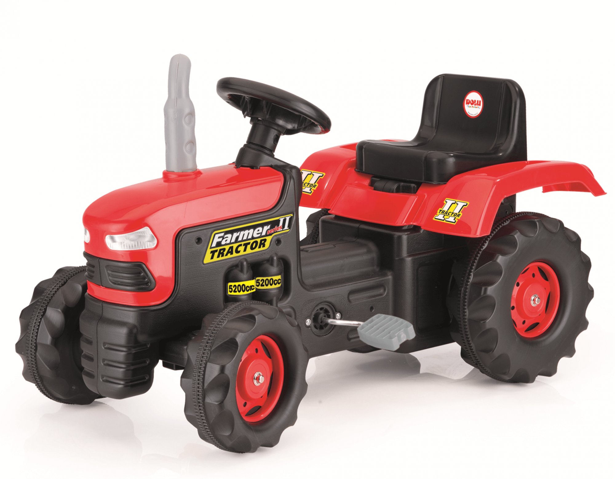Dolu traktor pre deti červený